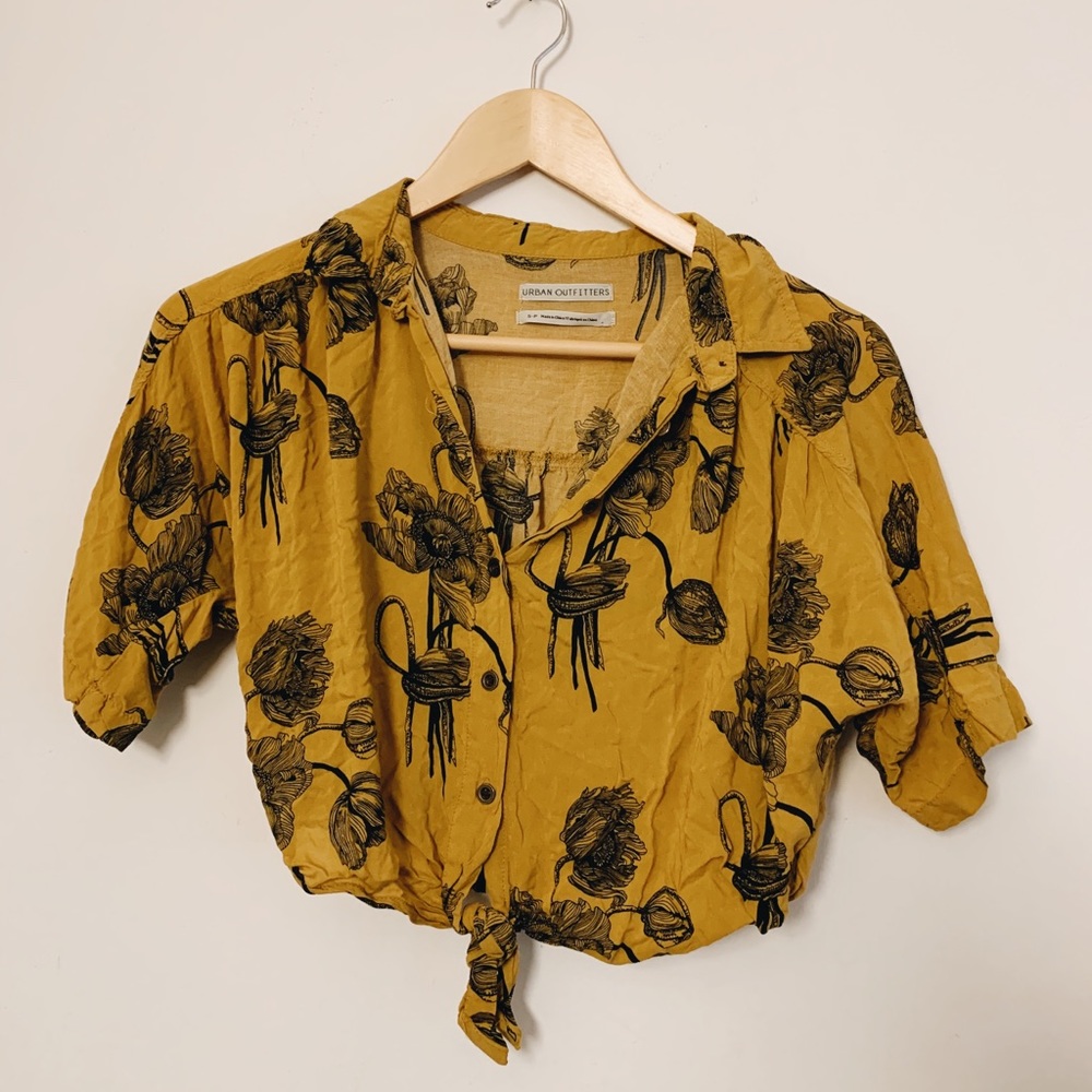 Urban outfitters mustard floral crop top